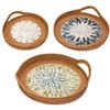 Ottoman Tray, 3 Pcs Hand-Woven Wicker Rattan Tray Decorative Basket