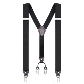 Buyless Fashion Suspenders for Men - 48" Elastic Adjustable Straps 1 1/4" - Y Shape - 5103-Black