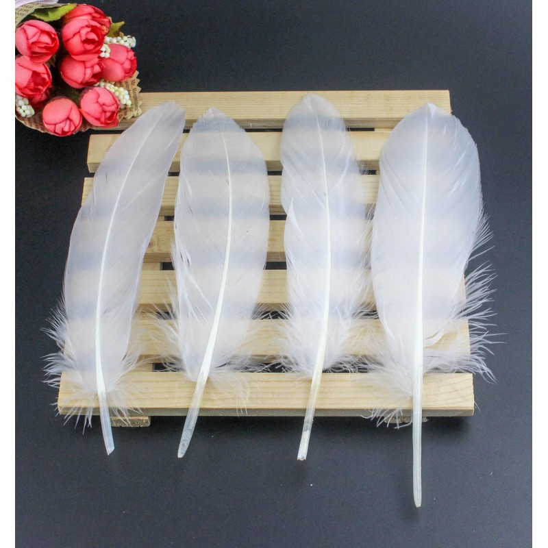 100PCS White Goose Feather 6-8inch Mixed Jewelry Making Crafts Swan