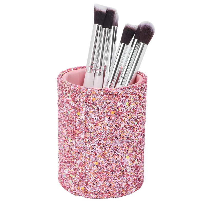 Makeup Brush Holder, Large Capacity Round Handcrafted Cosmetics Brushes Storage