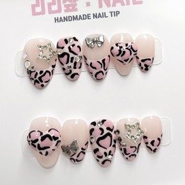 Funky Leopard Handmade Nail Tips - Coffin / 펑키 호피 수제네일팁 - 코핀
