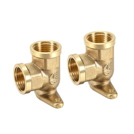 uxcell Brass Pipe Fitting 90 Degree Drop Ear Elbow G1/2 Female X G1/2 Female 2pcs