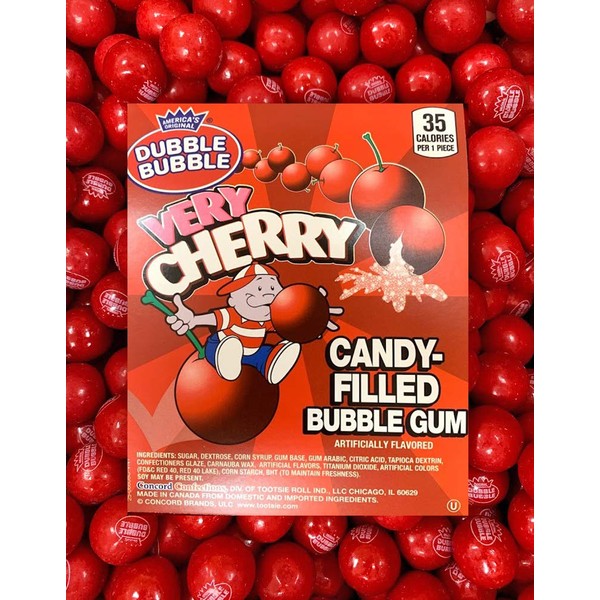 Very Cherry Dubble Bubble Gumballs | Candy Filled Bubble Gum Balls 1" | 1.5 Pounds