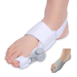 Bunion Corrector, Double Correction Adjustable Knob Toe Straightener, Silicone Pads Bunion Splints for Bunion Relief, for Women Men, Adjustable Knob Bunion Brace Splint, Suitable for Left Feet (White-Right Feet)