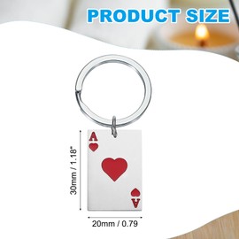PATIKIL Ace of Spades Keychain, Stainless Steel Lucky Poker Keychain Pendant Cute Ace of Spades Pendant Keyring Purse Bag Accessories Car Ring Pendant for Handbag Keys, Red
