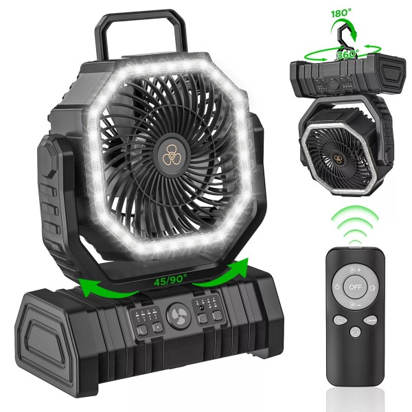 Unbranded 20000mAh Portable Camping Fan Battery Powered Tent Light Fan