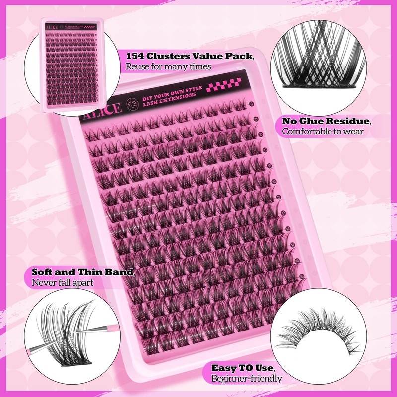 ALICE Natural Cluster Eyelash Extensions Lash Clusters DIY Lash Extensions