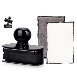 Tire Shine Applicator Brush & Interior Scrubbing Sponge for Detailing,Extra Large Automotive Tire Dressing Applicator Brush with Storage Stand for Tire Detailing & Car Wash Kit (Black)