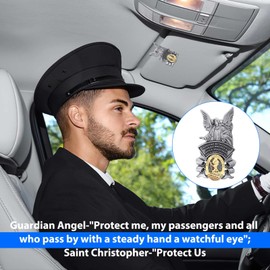 cobee St Christopher Medal for Car, Saint Christopher with Guardian Angel Visor Medal Clip Religious Sun Visor Clip Bless Driving Safety New Driver Gift for Travel Protection (Pack of 2)