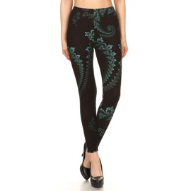 Leggings Depot High Waisted Camouflage & Multiple Print Leggings for Women-Full Length-R745, Green Potion, One Size