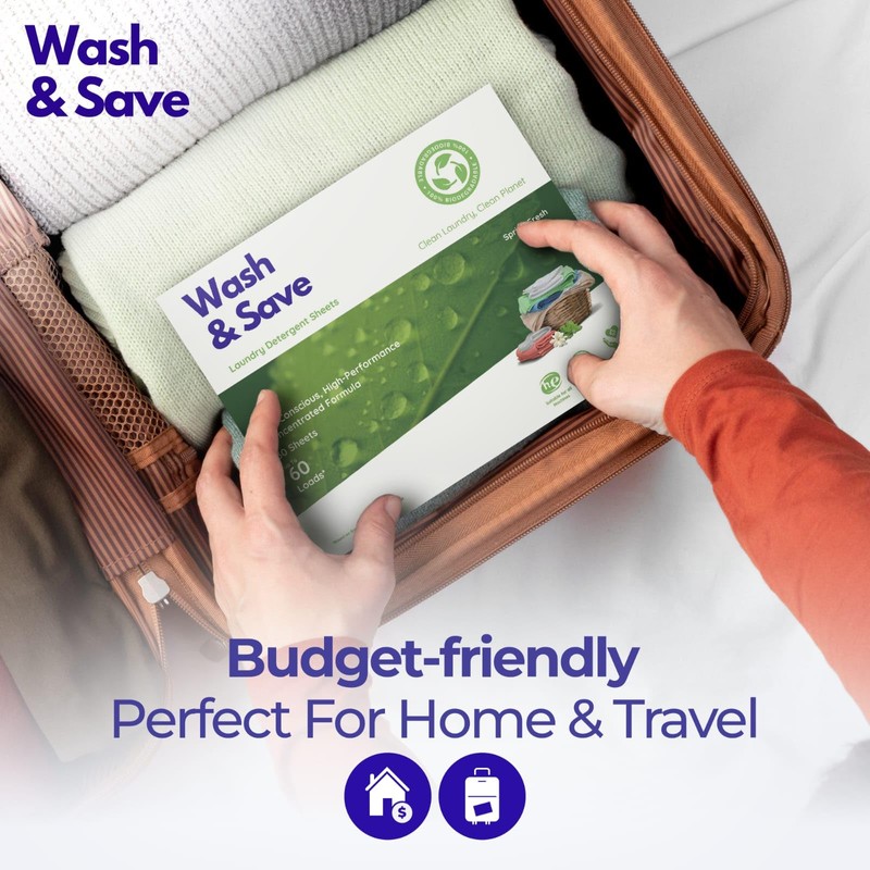 WASH & SAVE Laundry Detergent Sheets (60 Loads, 30 Sheets)