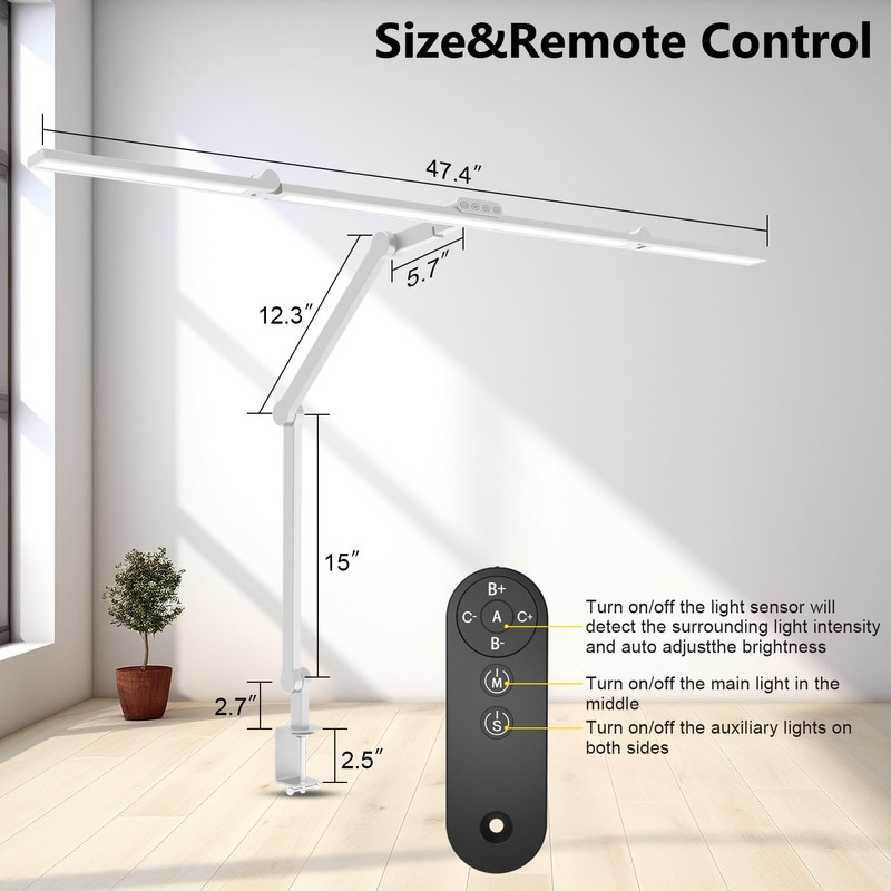 EPABINA 36W Ultra Bright Architect Desk Lamp with Clamp, Tall