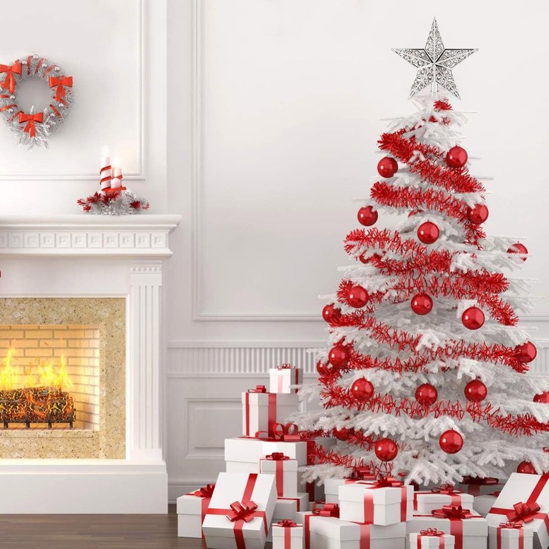 BOOSHMall Christmas Tree Topper Star, Christmas Tree Topper Glitter, Christmas