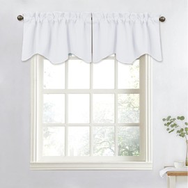 NICETOWN Pure White Curtain Valance for Kitchen - 50% Blackout Functional Rod Pocket Window Treatment Tier for Living Room/Bathroom, 52" Wide x 18" Length, 1 Panel
