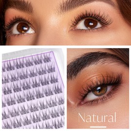 Clear Band Lash Clusters Wispy Short C Curl Eyelash Clusters 10-11mm Individual Eyelashes Natural Cluster Eyelash Extensions Natural Looking Cluster Lashes by Geeneiya(Clear Band,10-11MM)