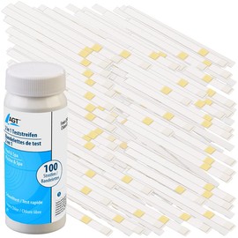 AGT Litmus Paper Pool: Set of 100 2-in-1 Water Test Strips for pH Value and Free Chlorine/Bromine (Laboratory Papers Pool, Quick Test Pool, Paper)
