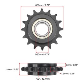 sourcing map Sprocket Sprocket 16 Teeth C45 Carbon Steel with Insert Bearings for ISO 08B 20 mm Bore 1/2 Inch Distance