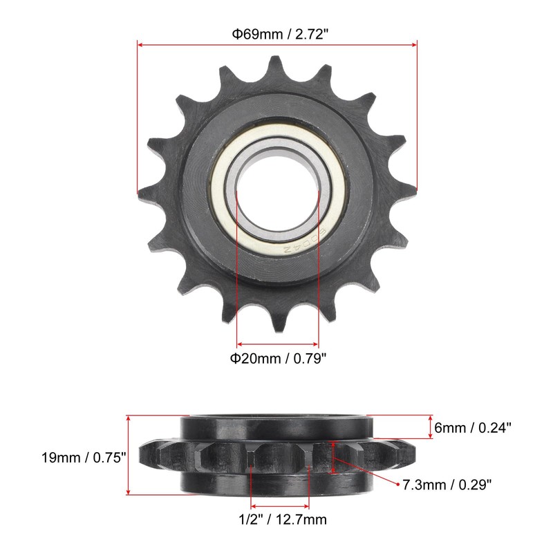sourcing map Sprocket Sprocket 16 Teeth C45 Carbon Steel with