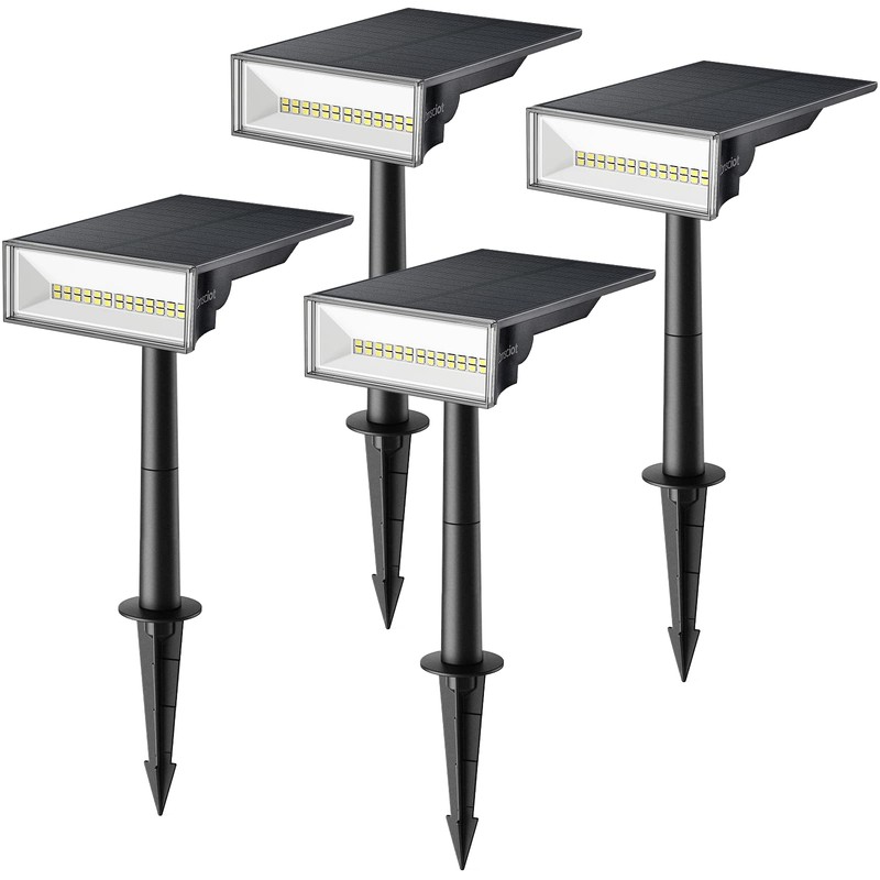 Consciot Solar Spot Lights Outdoor, 4 Pack, White, 600 Lumens,