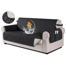 TAOCOCO 100% Waterproof Sofa Slipcover for 3 Cushion Couch, Sofa Covers with Elastic Band, Anti-Skid Washable Furniture Protector Sofa Covers for Pets Kids Dog Cat(Oversized Sofa, Black)