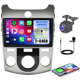 [2+64G] Android 15 Car Stereo for Kia Forte 2008-2012 Wireless CarPlay Android Auto,9 Inch Touch Screen Bluetooth Radio GPS WiFi Dual USB FM RDS Radio Backup Camera