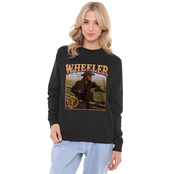 Popfunk Yellowstone Coffee With Rip Wheeler Women's Crew Sweatshirt, Black,