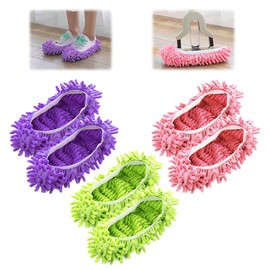 WhizNook 3 Pairs (6 Pieces) Cleaning Shoes, Cleaning Slippers, Removable and Washable, Mop Slippers, Reusable Mop Slippers, Mop Shoes, Floor Mop for Home, Floor, Dust, Hair