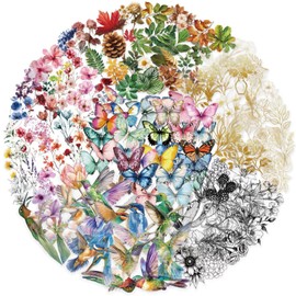 300Pcs Cute Transparent PET Stickers Pack,Aesthetic Colorful Lifelike Decor Gifts for Kids Teens Adults Waterproof Vinyl PET Nature Stickers for Scrapbook Party Favors (300Pcs)