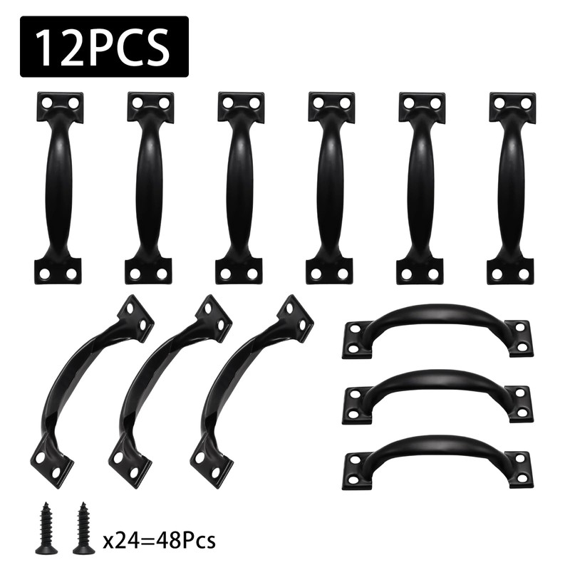 Mormchlots 12Pcs 98mm/3.86" Black Metal Gate Retro Cabinet Handles, 3.86"