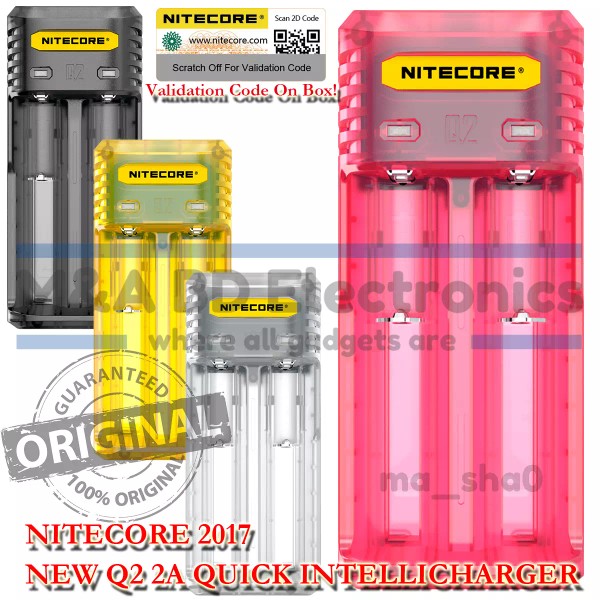 NITECORE Q2 Intellicharger 18650 20700 21700 High Drain Flat Top