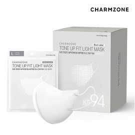 Charmzone Tone Up Fit Black Label Light KF94 Mask Medium, 1 Pack, 25-Pack, Open White / 참존 톤업핏 블랙라벨 라이트 KF94 마스크 중형, 1개, 25개입, 오픈 화이트