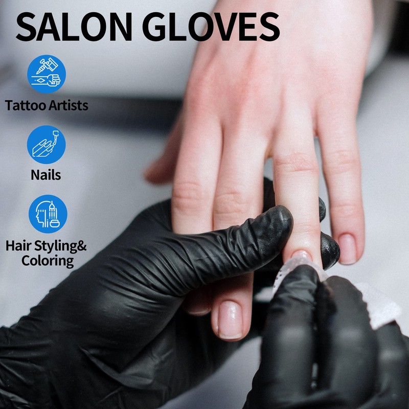 Basic Medical Black Nitrile Exam Gloves - Latex-Free & Powder-Free,