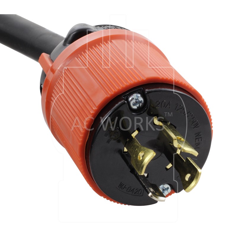 AC WORKS NEMA L14-20 Rubber SOOW 12/4 Extension Cord (10FT)
