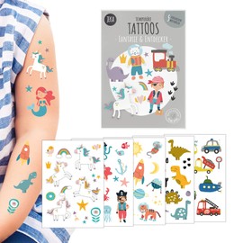 Cute Children's Tattoo Set For Girls And Boys, 5 Sheets Of Tattoos For Children In Motif Mix, Children's Tattoo Girls, Children's Tattoo Boys, Stickers For Children