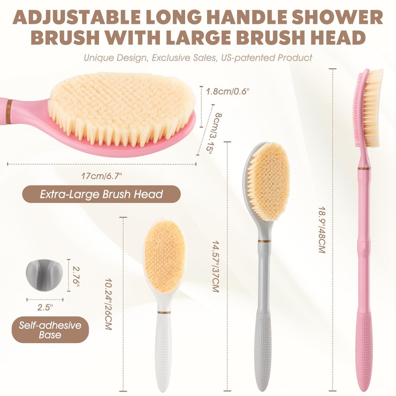 GEENOA New Back Scrubber for Shower, 18.9‘’ Shower Back Scrubber