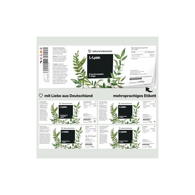 L-Lysine, from Vegetable Fermentation, Laboratory Tested, Without Unwanted Additives, High