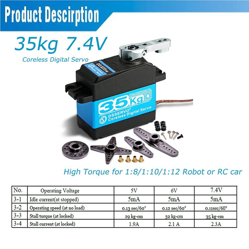 ANNIMOS 35KG Coreless Digital Motor Servo 7.4V High Speed High