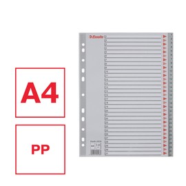 Esselte Index for A4, Cardboard Cover and 31 Plastic Dividers, Tabs with Numbers 1-31, Extra Width, Grey, 100108