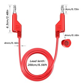 Cleqee Pack of 5 Stackable Banana to Banana Plug Test Cable Soft Electrical Test Cable Wire 6.56 ft/2 m for Multimeter 1000 V 15 A