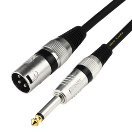 Disino Unbalanced 1/4 TS Mono to XLR Male Cable Gold Plated 6.35mm Plug to Male XLR Microphone Cable Interconnect Cable - 10 Feet