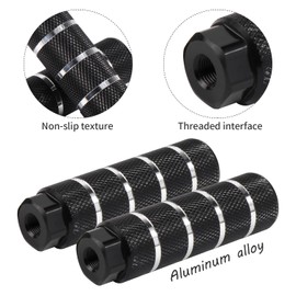 2 x Universal Bike Pegs, BMX Pegs, 9 mm, 3/8 Inch - 26 Teeth, Aluminium Bike Pegs, Mini BMX Bicycle Pegs, BMX Accessories Pegs, Non-Slip (Black)