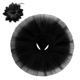 IMEKIS Women Girls Ballet Dance Tutu Pancake Skirt Ballerina Dance Performance Costume 7 Layers Tulle Skirt with Underpants Hair Clips 2-Piece Dance Clothing Set, black, S