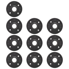 NearMoon Industrial Pipe Floor Flange, Heavy Duty Malleable Iron Pipe Fittings, Black Wall Mounted Vintage DIY Threaded Flange(10 Pack, DN20-3/4 Inch)
