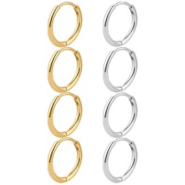 JUZICHEN 3-7 Pairs of Hoop Earrings Gold Silver for Women, Golden Earrings Set, Small Hoop Earrings, Hypoallergenic Earrings, Stainless Steel, Helix Piercings for Multiple Piercings, Stainless Steel
