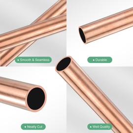 M METERXITY 1-Pack 250mm Brass Round Tube, 12mm OD 1mm Wall Thickness H65 Brass Seamless Tubing for Construction/Machining/DIY Crafting, Metal Straight Pipe [0.47x0.04x9.8IN]