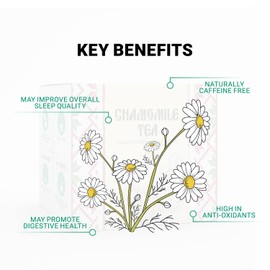 Chamomile Tea by Amelia Rose | 50 Tea Bags | 100% Pure Bulgarian Chamomile | Naturlly Caffeine Free