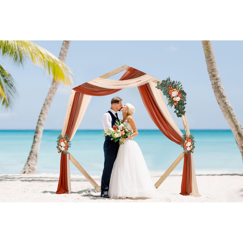 DearHouse 3 Panel Wedding Arch Draping Fabric, 29.5" x18Ft Pearl
