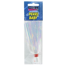 C&H Lures Pearl Baby Lure, Pearl Tinsel Skirt, 3/4 oz Head, 2.5 in