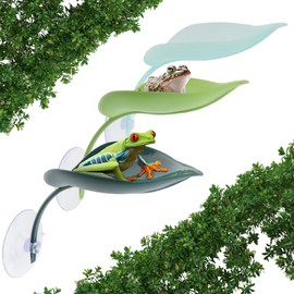 3 Pack Plastic Leaf Perches with Suction Cups for Tree Frog Suction Platform Reptile Decoration Reptile Terrarium Climbing Platform for Toad African Dwarf Frog Tree Frog