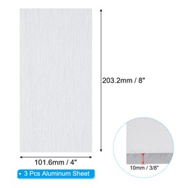 PATIKIL 6061 T651 Aluminum Sheet Metal 4 x 8 x 3/8(0.4") Inch 3Pcs Flat Plain Aluminum Plate Covered Stock with Protective Film, Heat Rectangle 10MM for Lndustry Crafting